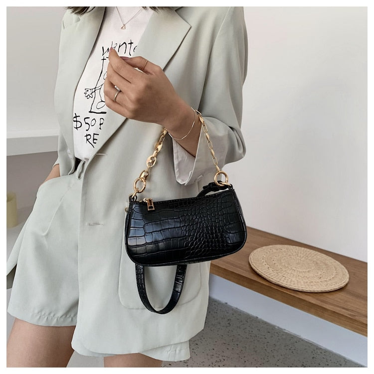 Luxury Crocodile Pattern Shoulder Bag – Aesthetic® B&A